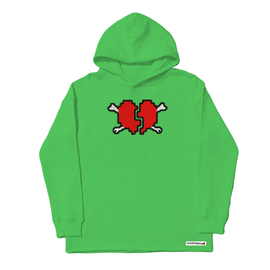 HEART BREAKA LIME GREEN LOGO HOODIE